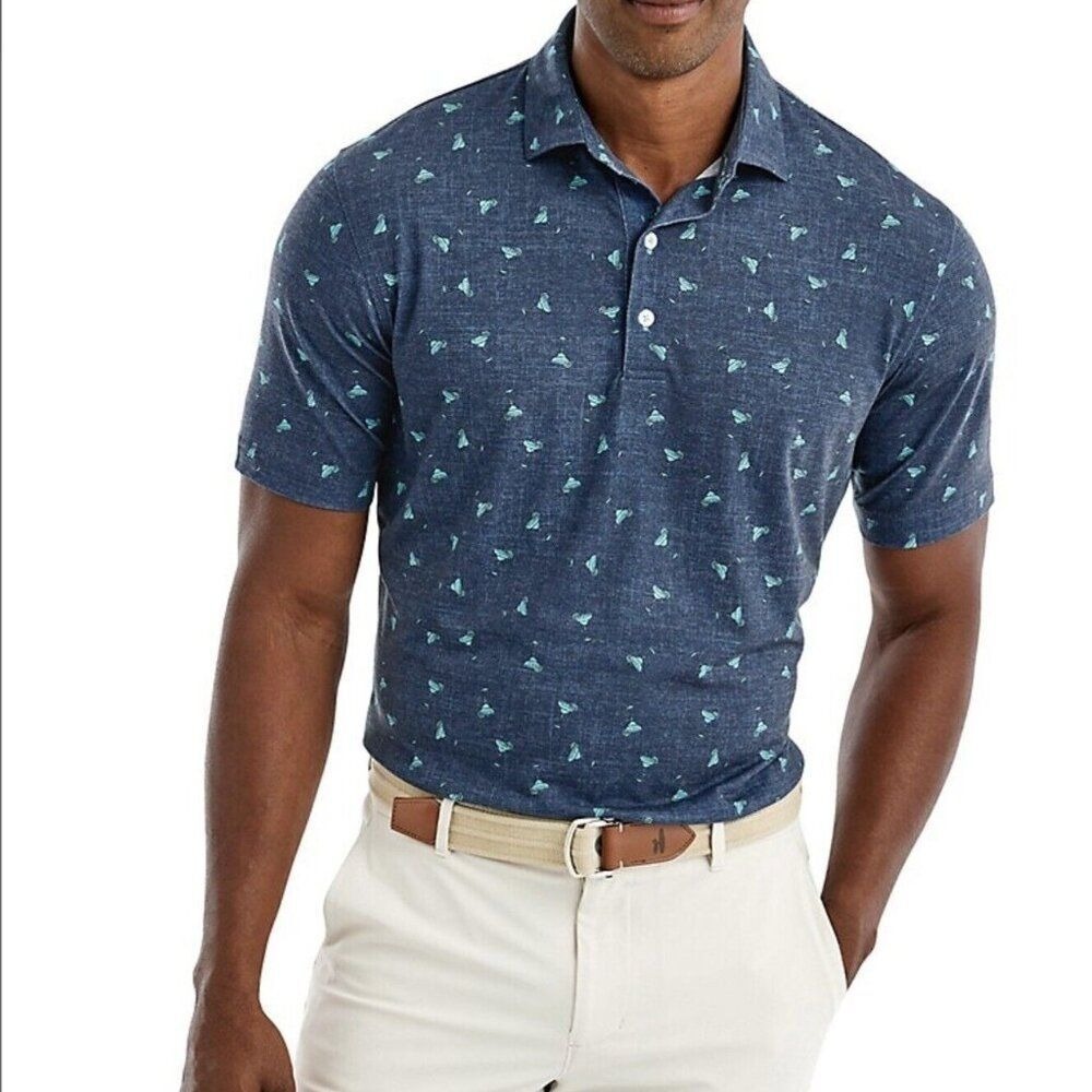 Johnnie-O Top Shelf Golf Polo‎ Shirt Blue Cocktail Pattern Men's Small JMPO5260